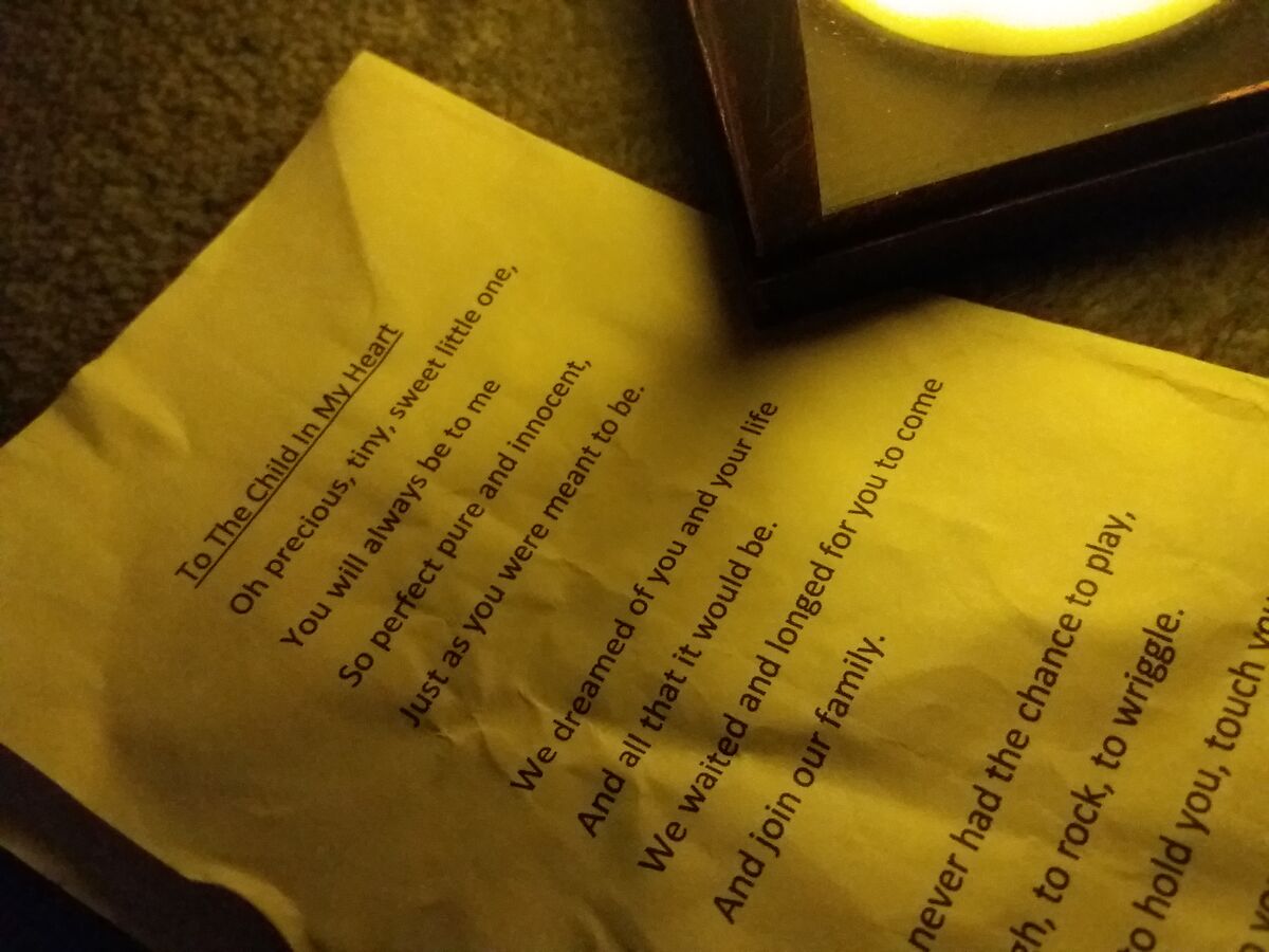 A poem read during the service, by candlelight